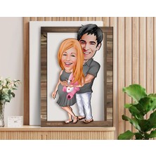 Bk Gift Kişiye Özel Bebek Süprizi Karikatürlü 3D Ahşap Tablo, Sevgiliye Hediye, Arkadaşa Hediye, Yıl Dönümü Hediyesi, Doğum Günü Hediyesi-1