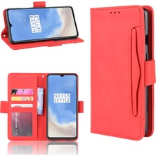 Yihang Boutique - 1383 Oneplus 7t Için Darbeye Dayanıklı Kart Tutuculu Telefon Kılıfı - Kırmızı (Yurt Dışından)