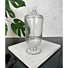 Peki Bu Ayaklı Kapaklı Cam Fanus 26 cm