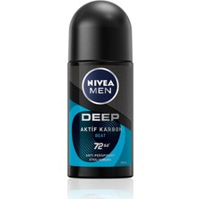 Nivea Men Erkek Roll-On Deodorant Deep Beat 50ml, Ter Kokusuna Karşı 72 Saat Anti-Perspirant Koruma