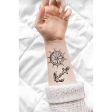 Akolife Çapa ve Dümen Figürlü Minimal Geçici Dövme - Temporary Tattoo