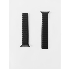Decopratic Apple Watch Uyumlu Deri Kordon 42/44/45 mm Siyah