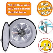 Badem10 Kapaklı Metal Vantilatör 200 mm 35 W Kirli Hava ve Kötü Koku İçin Yüksek Performanslı Fan