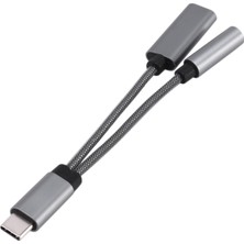 Gorgeous USB C - 3,5 mm Kulaklık Jakı Adaptörü 2'si 1 Arada, Ses Kablosu Gri (Yurt Dışından)