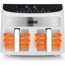 N8WERK Hot Air Fryer Çift Sepetli 7.5 L Beyaz