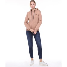 Backpacker Kadın Sweatshirt Kapüşonlu Fermuarlı Bej