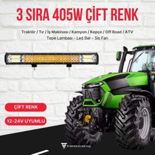 C9 3 Sıra 405W Çift Modlu Beyaz ve Turuncu Flaşlı 81CM Traktör LED Lamba, Sis Farı ve Çalışma Lambası