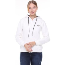 Backpacker Kadın Sweatshirt Kapüşonlu Fermuarlı Ekru