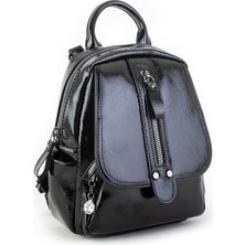 Nas Bag Kadın Sırt Çantası ve Omuz Çantası Dönüştürülebilir Tasarım  Siyah Krsk Rugan