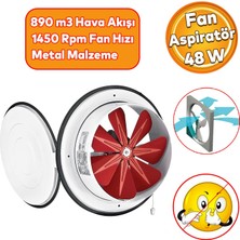 Badem10 Kapaklı 250 mm Havalandırma Aspiratörü Fanı Metal Malzeme ile Kirli Hava ve Kötü Koku Giderici
