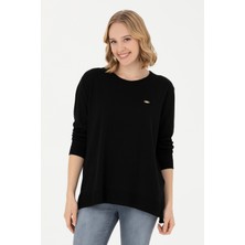 U.S. Polo Assn. Kadın Siyah Bisiklet Yaka Basic Kazak 50277309-VR046