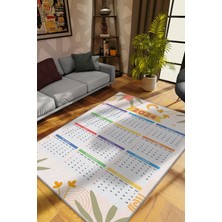 Homshtag Yeni Yıl Takvimi Krem Renkli Yeni Yıl Parti Halısı Minimal Yılbaşı Temalı Hediyelik Halı