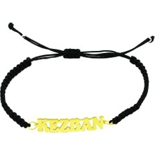 Aykat İsimli Gümüş İpli Bileklik Altın Sarı Renginde Kişiye Özel İsimli Bayan Bilekliği Model Kız Bilezik ISM-13