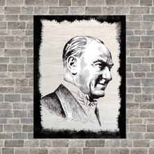 Esence Atatürk Resmi Baskılı Ahşap Tablo