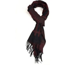 Kravatkolik Bordo - Siyah Ekose Desen Erkek Kaşkol K493