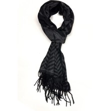 Kravatkolik Siyah - Füme Motif Desen Erkek Kaşkol K552