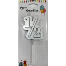 Kidspartim Yarım Yaş Gümüş Mum 12 cm