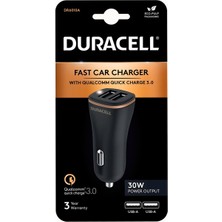Duracell 30W Araç Şarj Başlığı ( Dual Usb-A Port ) - Siyah