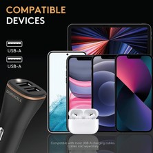 Duracell 30W Araç Şarj Başlığı ( Dual Usb-A Port ) - Siyah