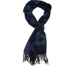 Kravatkolik Mavi - Siyah Ekose Desen Erkek Kaşkol K492