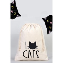 Kedi Eşya ve Mama Düzenleyici Torba - Organizer Love Cats Baskılı