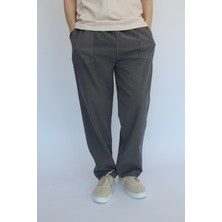 Nobility Jean Unisex Yazlık Beli Lastikli Rahat Gri Keten  Pamuklu Serin Tutan İpli Bol Keten Pantolon