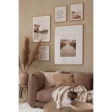 5 Parça Ahşap Çerçeve Görünümlü Mdf Tablo Seti