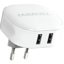 Duracell 24W Telefon / Tablet Şarj Başlığı 2xusb 2X5V/2.4A - Beyaz