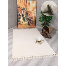 My Evilla Modern Dekoratif Örgü Saçaklı Puffy Peluş Halı Yolluk