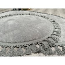 My Evilla Modern Simirna Dekoratif  Peluş Oval 60X100-50X60 Ponpon Saçaklı Klozet Takımı