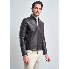 Pierre Cardin Erkek Bordo Motorcu Slim Fit Deri Ceket