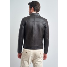 Pierre Cardin Erkek Bordo Motorcu Slim Fit Deri Ceket