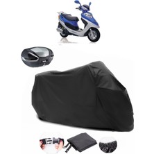 Kanuni Trex 125 Siyah Arka Çanta Uyumlu Motosiklet Branda Su Geçirmez Dayanıklı Kumaş