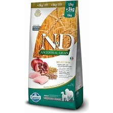 N&d Düşük Tahıllı Tavuklu Orta ve Büyük Irk Yetişkin Köpek Maması 12+3 kg Hediyeli