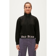 Bad Bear Zoe Half-Zip Siyah Yarım Fermuarlı Kadın Sweatshirt