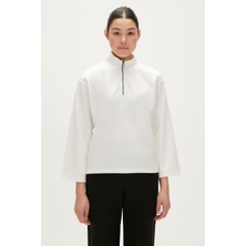 Bad Bear Lexi Half-Zip Off-White Beyaz Yarım Fermuarlı Kadın Sweatshirt