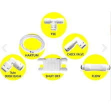 Huzur Su Arıtma Bağlantı ve Yedek Barça  1metre Hortum 1.adet Tee 7.adet Deresek 1.adet Shut Off 1.adet Flow 1.adet Check Valve 1
