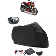 Ducati Streetfighter 848 Siyah Arka Çanta Uyumlu Motosiklet Branda Lüx Premium Kalite