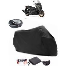 CoverPlus Yamaha X-Max 400 Siyah Arka Çanta Uyumlu Motosiklet Branda Lüx Premium Kalite