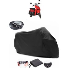 Kanuni Pony 50 Siyah Arka Çanta Uyumlu Motosiklet Branda Lüx Premium Kalite