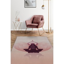 Homshtag Yaşa Sev Gül Siyah Halı Koyu Renkli Yoga Sever Halısı Hediyelik Yıkanabilir Düz Renk Halı