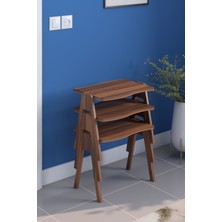 Pratico 3 Adet Zigon Sehpa Seti Ceviz Renkli Suntalam Malzemeden 40 cm Yükseklik ile Üst Üste Kullanım