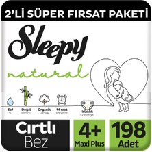 Sleepy Natural 2'li Süper Fırsat Paketi Bebek Bezi 4+ Numara Maxi Plus 198 Adet