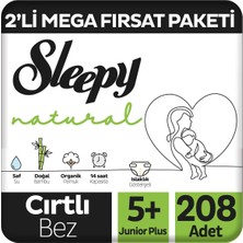Sleepy Natural 2'li Mega Fırsat Paketi Bebek Bezi 5+ Numara Junior Plus 208 Adet