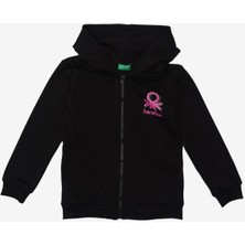 United Colors Of Benetton Kız Çocuk Kapüşonlu Siyah Sweatshirt Uzun Kol ile Rahatlık ve Şıklık