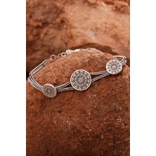 Sümer Telkari Anadolu Motifli Hasır Elişi Oksitli Gümüş Bileklik 4432