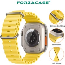 Forzacase Apple Watch Ultra 49MM Için Oluklu Ocean Silikon Kordon Kayış - FC007