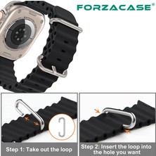 Forzacase Apple Watch Ultra 49MM Için Oluklu Ocean Silikon Kordon Kayış - FC007