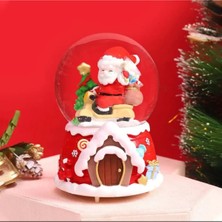 2024 Yılbaşı Noel Baba Tasarımlı 15CM Otomatik Kar Püskürtmeli Püskürtmeli Işıklı Müzikli Kar Küresi