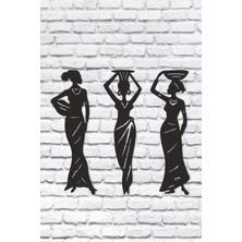 Afrikalı Kadınlar Duvar Dekoru - Süsü, Ahşap Dekoratif Tablo - V7